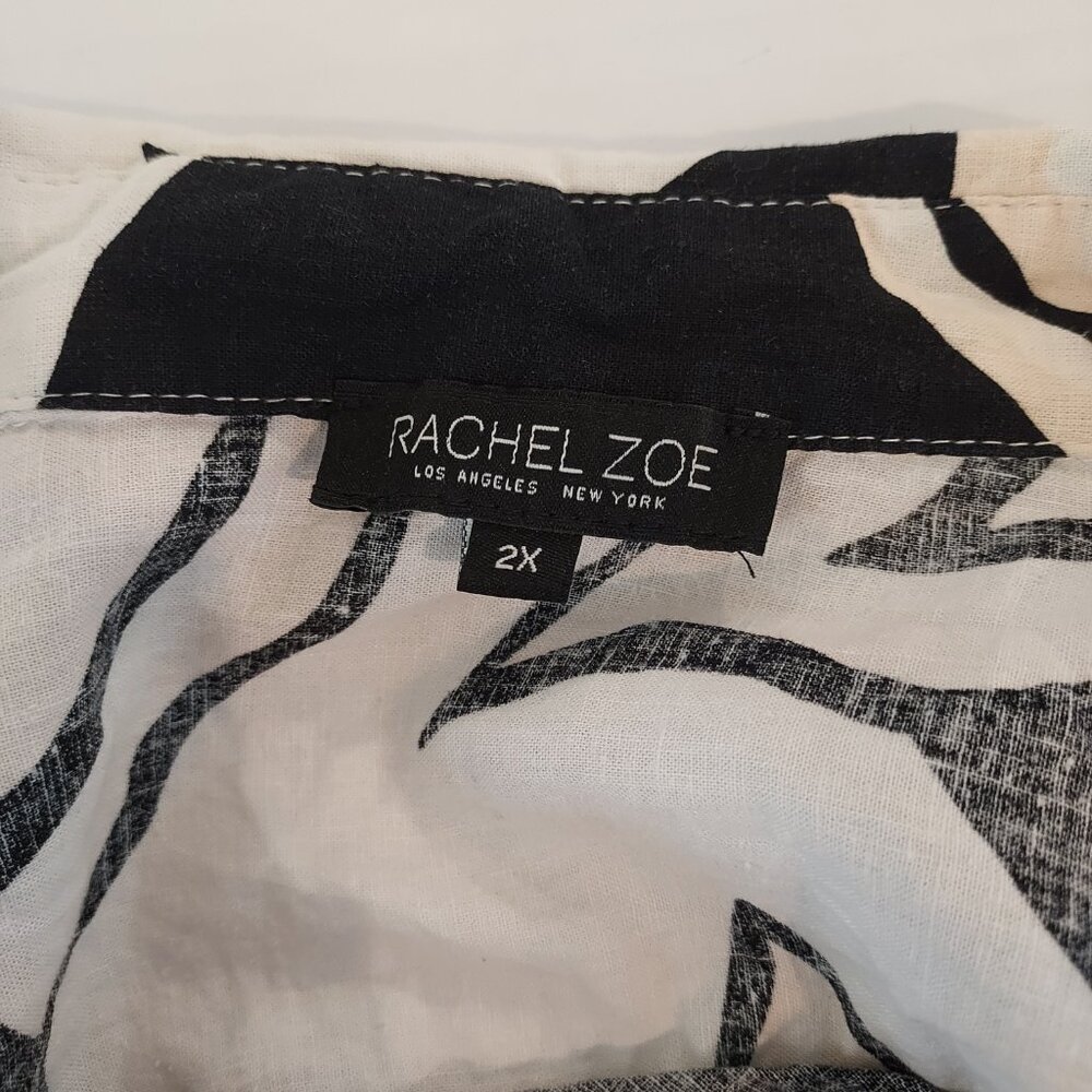 Rachel Zoe Linen Blend 3/4 Sleeve Button Down Floral Blouse Size 2X NWOT - Picture 10 of 10